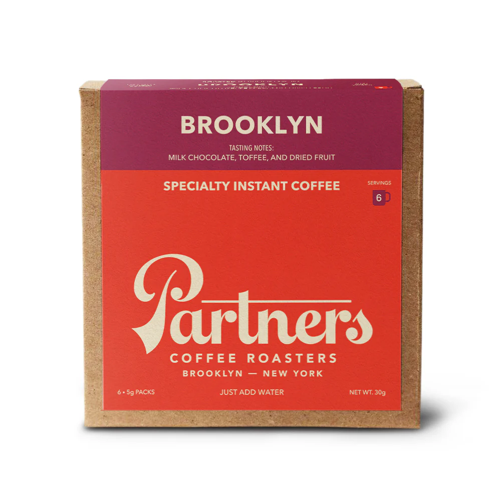 Partner's Coffee Brooklyn Instant Specialty Coffee featured in Tailorie's 2024 Holiday Gift Guide For The Guy In Your Life, a high-quality coffee option for busy mornings.