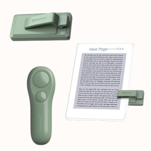 Remote Page Turner for Kindle displayed in Tailorie's 2024 Holiday Gift Guide For The Homebody, an ideal accessory for hands-free reading.